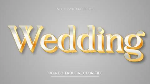 Wedding editable text effect luxury 3d vector illustration Stock Illustration