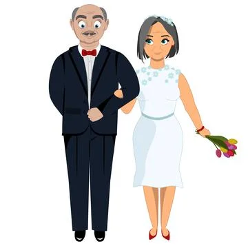 Wedding of elderly people Stock Illustration
