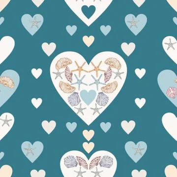 Wedding elegant seamless pattern with hearts. Stock Illustration