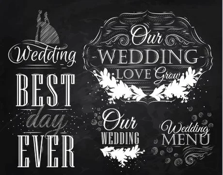 Wedding elements chalk Illustrazione stock