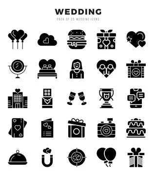 Wedding elements. Glyph web icon set. Simple vector illustration. 스톡 일러스트