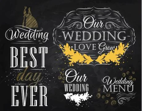 Wedding elements gold Illustrazione stock
