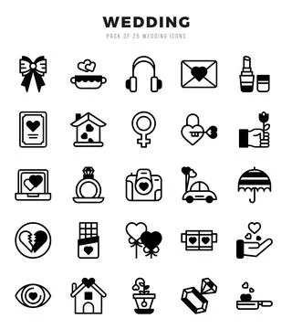 Wedding elements. Lineal Filled web icon set. Simple vector illustration. Stock Illustration