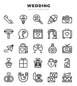 Wedding elements. Lineal web icon set. Simple vector illustration. Stock Illustration