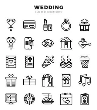 Wedding elements. Lineal web icon set. Simple vector illustration. Stock Illustration
