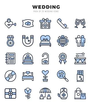 Wedding elements. Two Color web icon set. Simple vector illustration. Stock Illustration