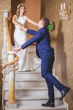 Wedding emotion stairs Stock Photos