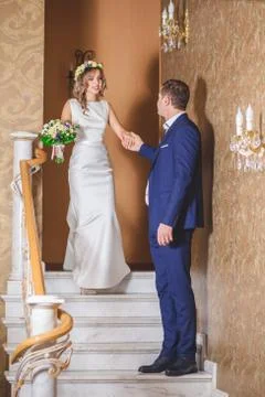 Wedding emotion stairs Stock Photos