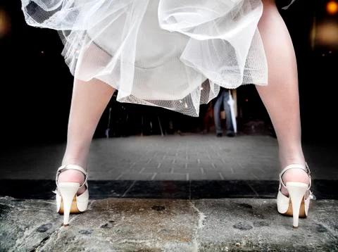 Wedding feet in heels. lifestyle, marriage Stock Photos