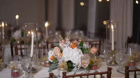 Wedding. Fine Dining Restaurant - Classy Table Setup Video stock 174415274