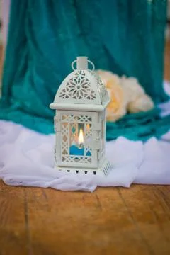 Wedding flashlight with a candle. Stock Photos