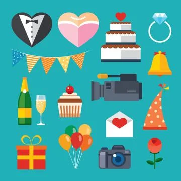 Wedding flat icon Stock Illustration