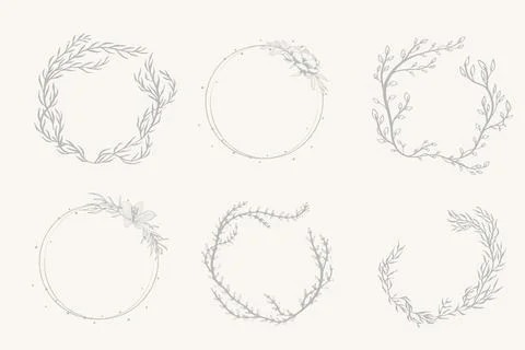 Wedding floral handdrawn vector border set. Stock Illustration