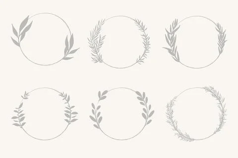 Wedding floral handdrawn vector border set. Stock Illustration
