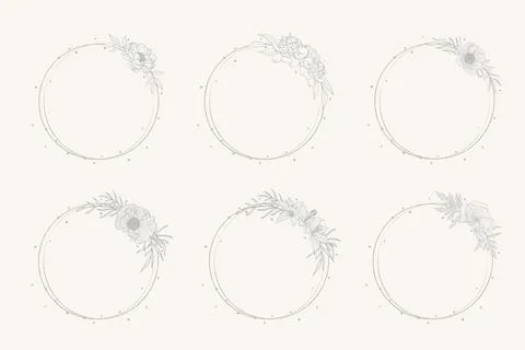 Wedding floral handdrawn vector border set. Stock Illustration