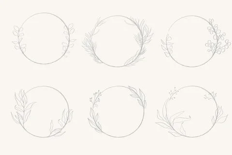 Wedding floral handdrawn vector border set. Stock Illustration