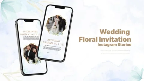 Wedding Floral Invitation Stories Stockmateriaal After Effects