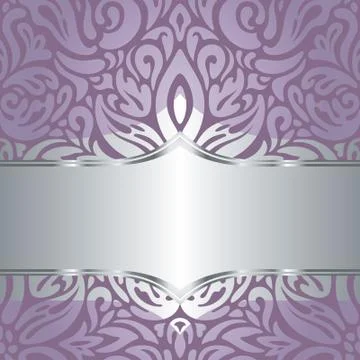 Wedding Floral violet silver vector holiday background Stock Illustration