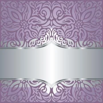 Wedding Floral violet silver vector holiday background Stock Illustration
