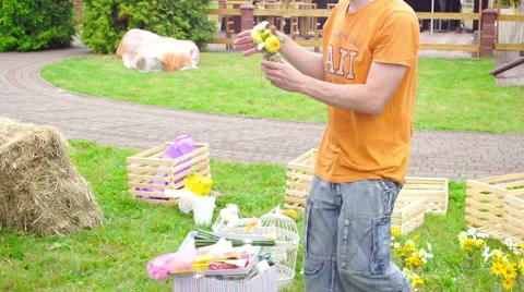 Wedding floristics in a rustic style Stock Footage 66430821