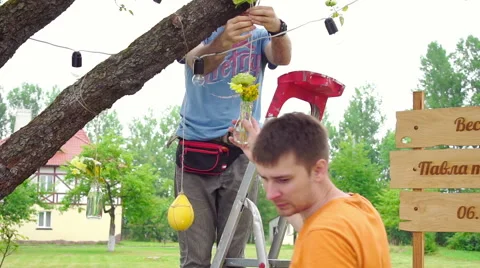 Wedding floristics in a rustic style Stock Footage 66431095