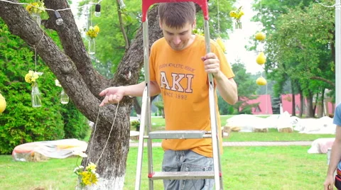 Wedding floristics in a rustic style Stock Footage 66431689