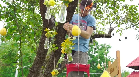 Wedding floristics in a rustic style Stock Footage 66680084