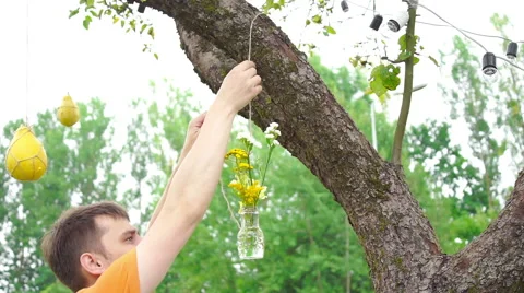 Wedding floristics in a rustic style Stock Footage 66680187