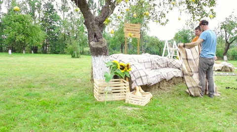 Wedding floristics in a rustic style Stock Footage 66680256