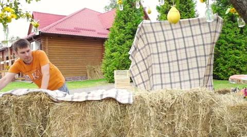 Wedding floristics in a rustic style Stock Footage 66680582