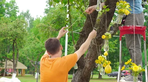 Wedding floristics in a rustic style Stock Footage 67500554