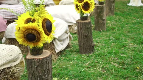 Wedding floristics in a rustic style Stock Footage 67504586