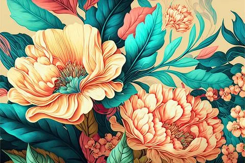 Wedding flower backdrop background, luxury, Made by AI,Artificial intelligenc Stock Illustration