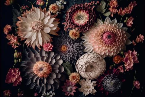 Wedding flower backdrop background, luxury, Made by AI,Artificial intelligenc Stock Illustration
