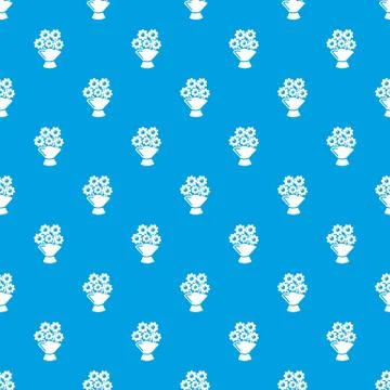 Wedding flower bucket pattern vector seamless blue Illustrazione stock