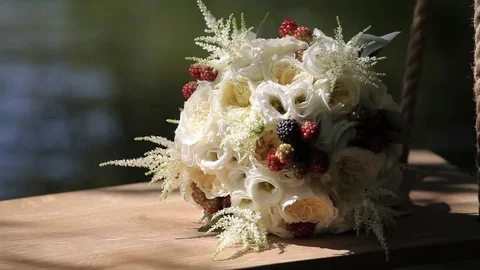 Wedding flower in sunlight in the background of the water Stock Footage 71797372