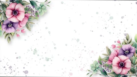 Wedding flower watercolor composition frame Stock Footage 303412997