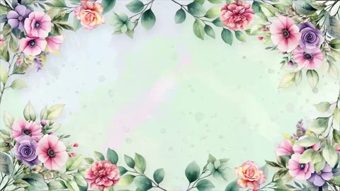 Wedding flower watercolor composition frame Stock Footage 303413359