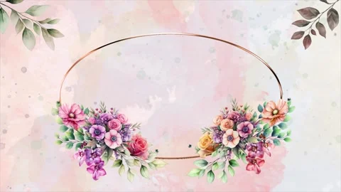 Wedding flower watercolor composition frame Stock Footage 303414035