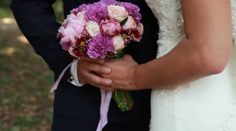 Wedding flowers in bride hand Stock Footage 52717411