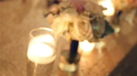Wedding flowers rack focus and table Video stock 57095963