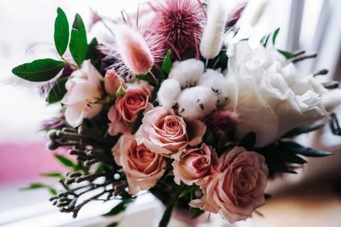 Wedding flowers ready for bride Stock Photos