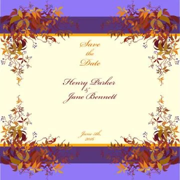 Wedding frame. Autumn wild grape background. Abstract design template. 库存插图