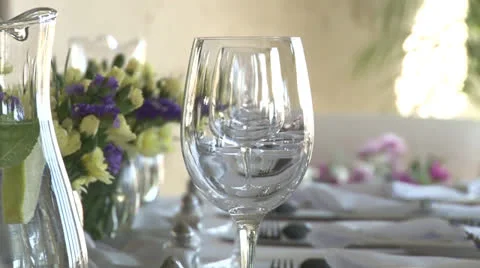 Wedding Function Set Table Crane shot PAL Stock Footage 24692763