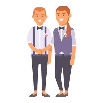 Wedding gay couples vector characters Stock Illustration