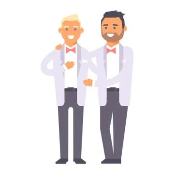 Wedding gay couples vector characters Stock Illustration