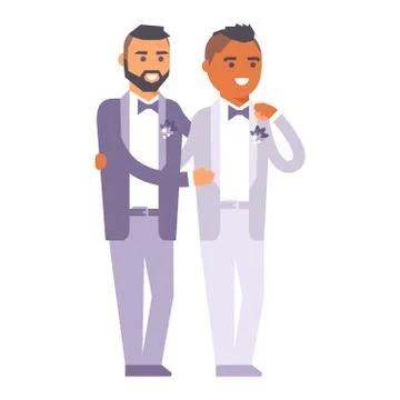 Wedding gay couples vector characters Stock Illustration