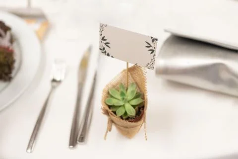 Wedding gift card on table Stock Photos