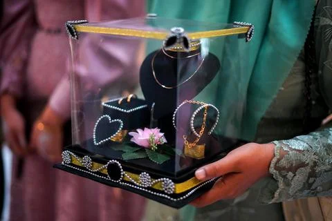 Wedding Gift in Clear Box Stock Photos