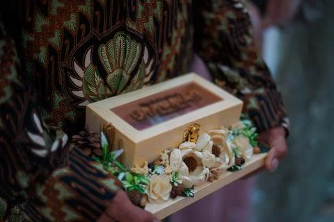 Wedding Gift in Clear Box Stock Photos